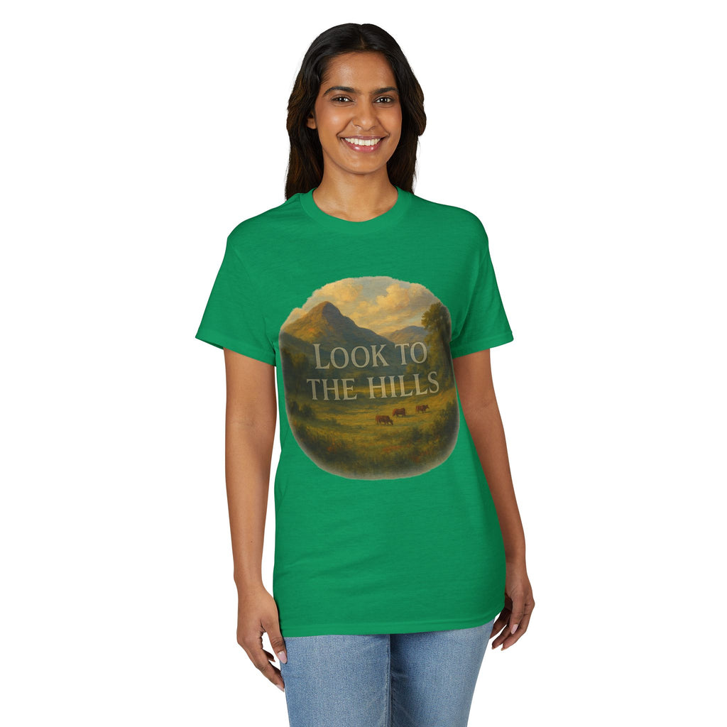 Look to the Hills T‑Shirt — Scenic Mountain Landscape Tee