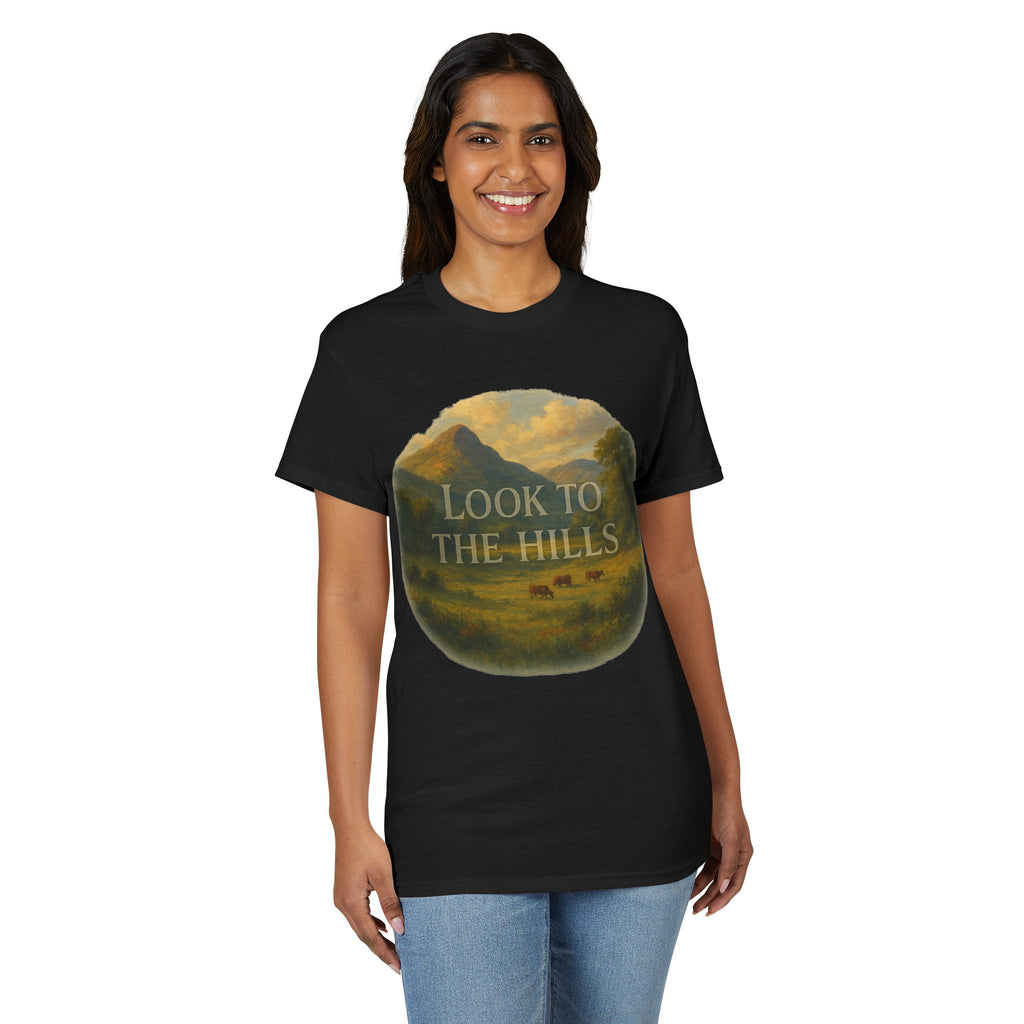 Look to the Hills T‑Shirt — Scenic Mountain Landscape Tee