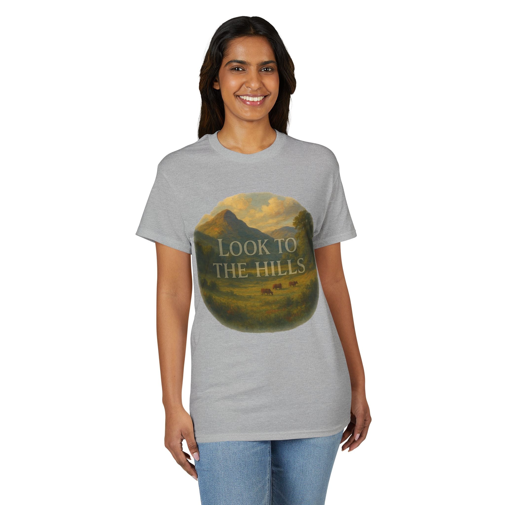 Look to the Hills T‑Shirt — Scenic Mountain Landscape Tee