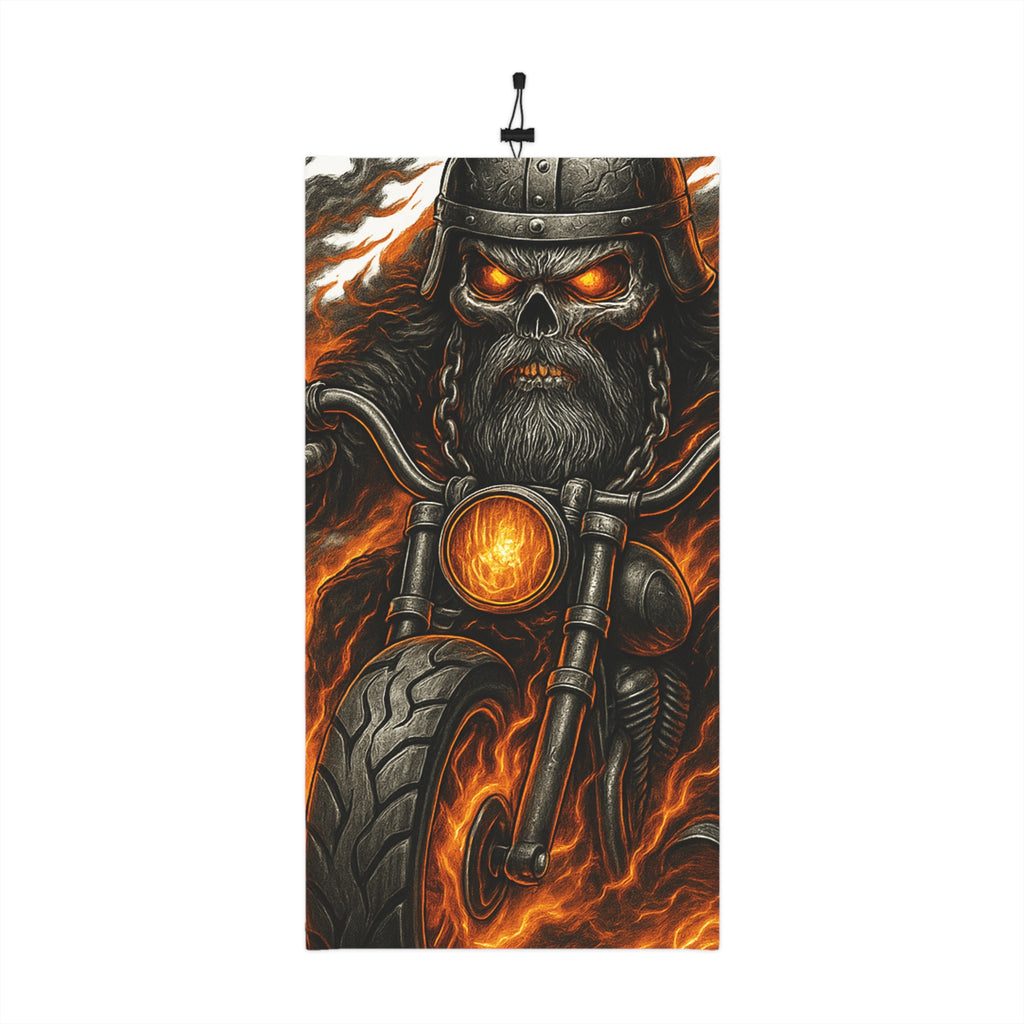 Motorcycle Skull Neck Gaiter — Flaming Biker Face Mask Winter Scarf