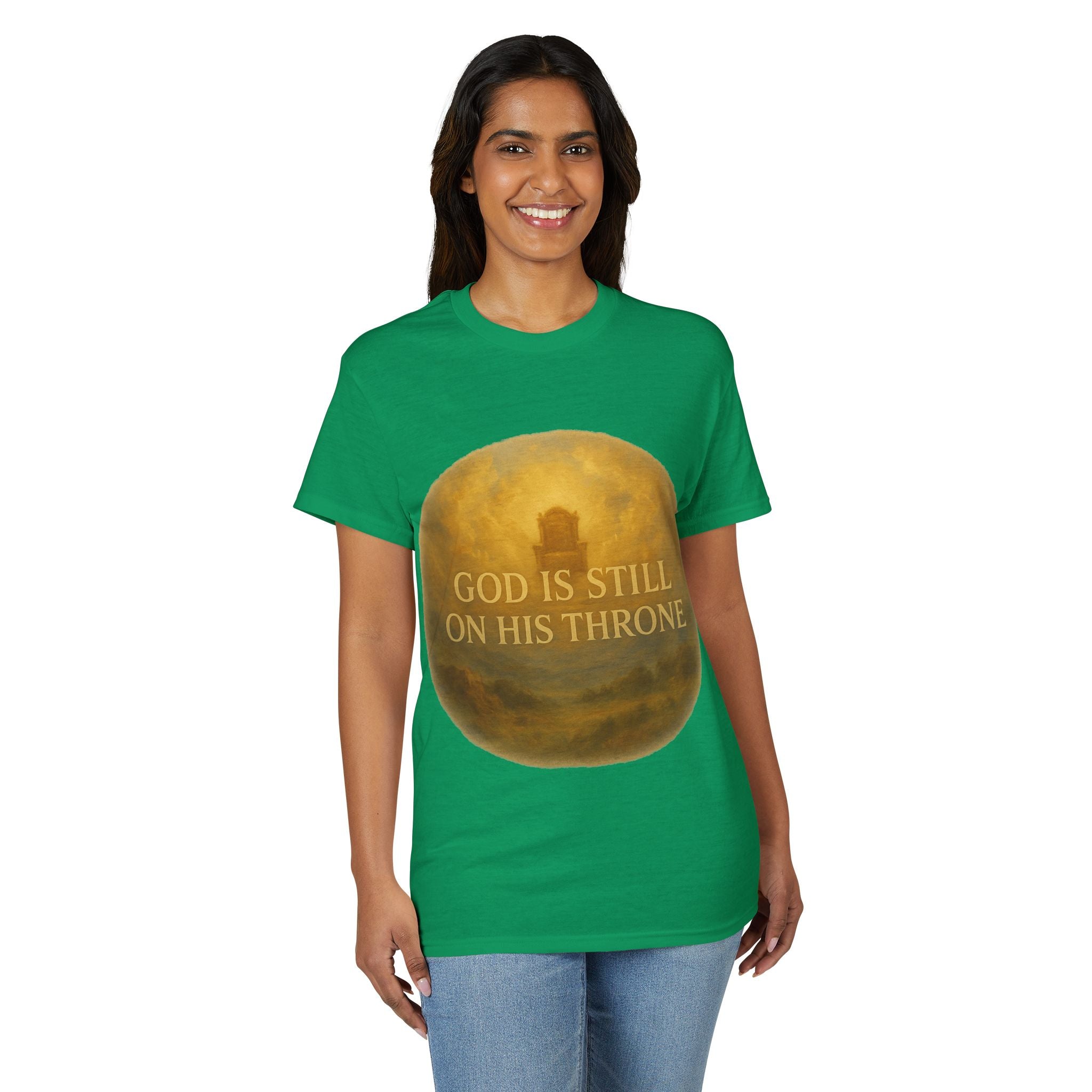 Faith T-Shirt — "God Is Still On His Throne" Christian Inspirational Tee
