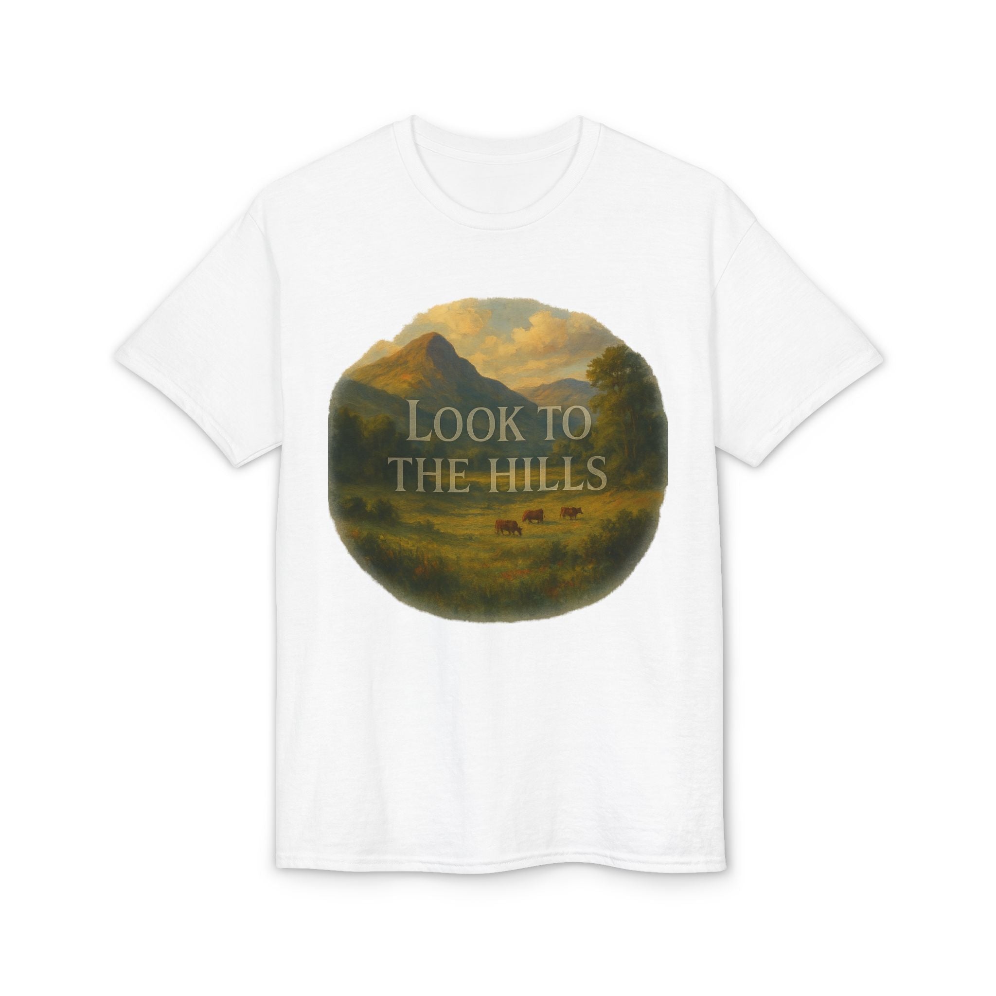 Look to the Hills T‑Shirt — Scenic Mountain Landscape Tee