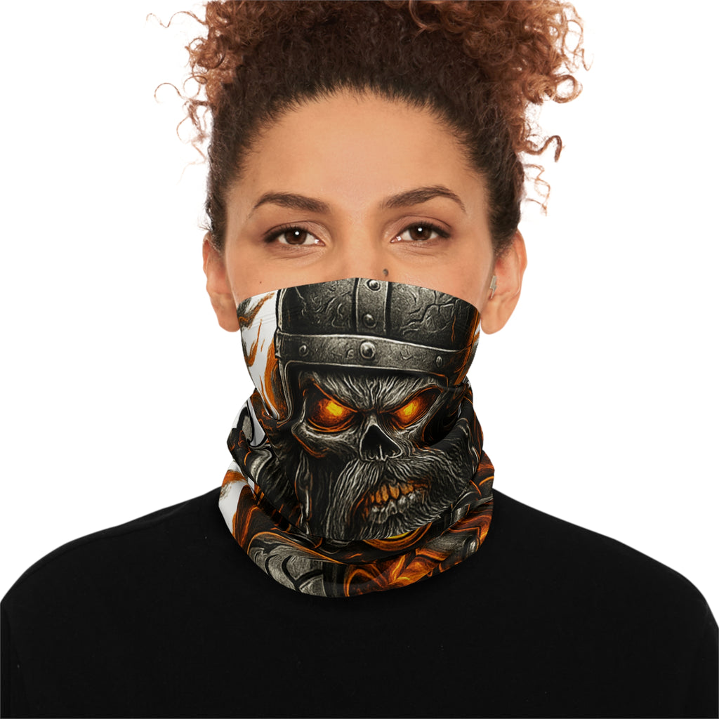 Motorcycle Skull Neck Gaiter — Flaming Biker Face Mask Winter Scarf