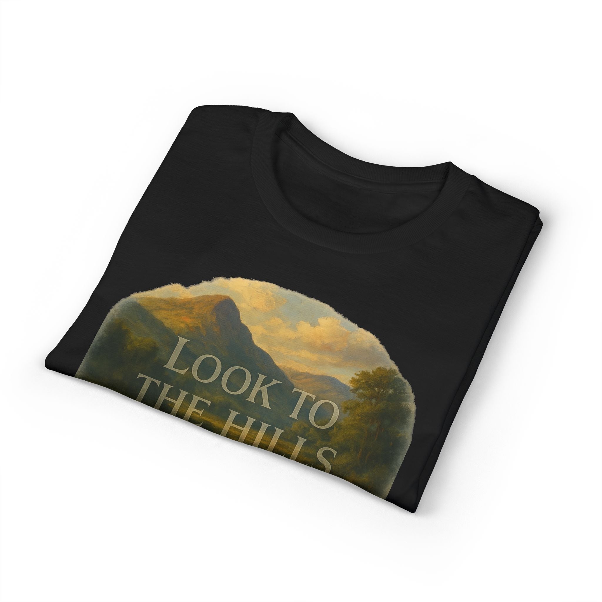 Look to the Hills T‑Shirt — Scenic Mountain Landscape Tee