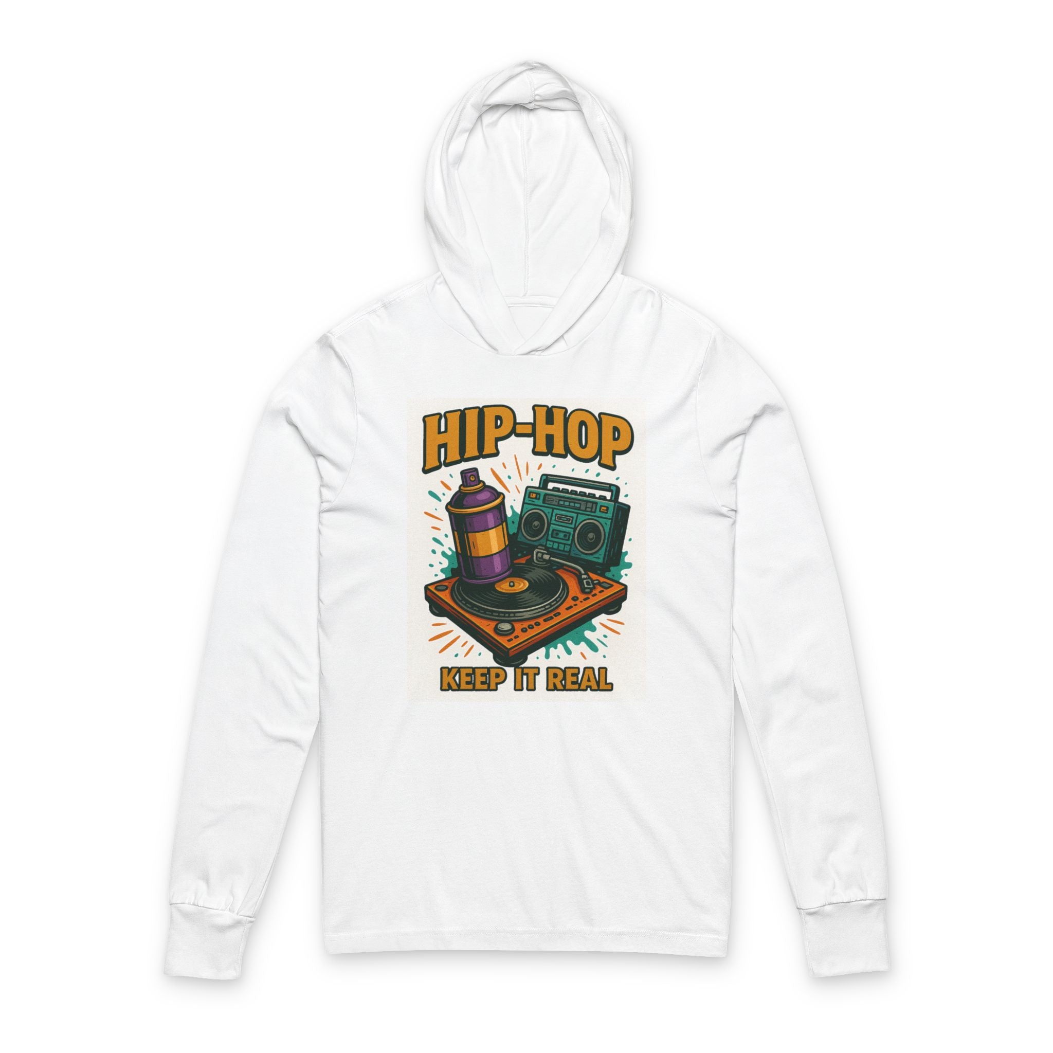 Hip-Hop 'Keep It Real' Hooded Long Sleeve Tee