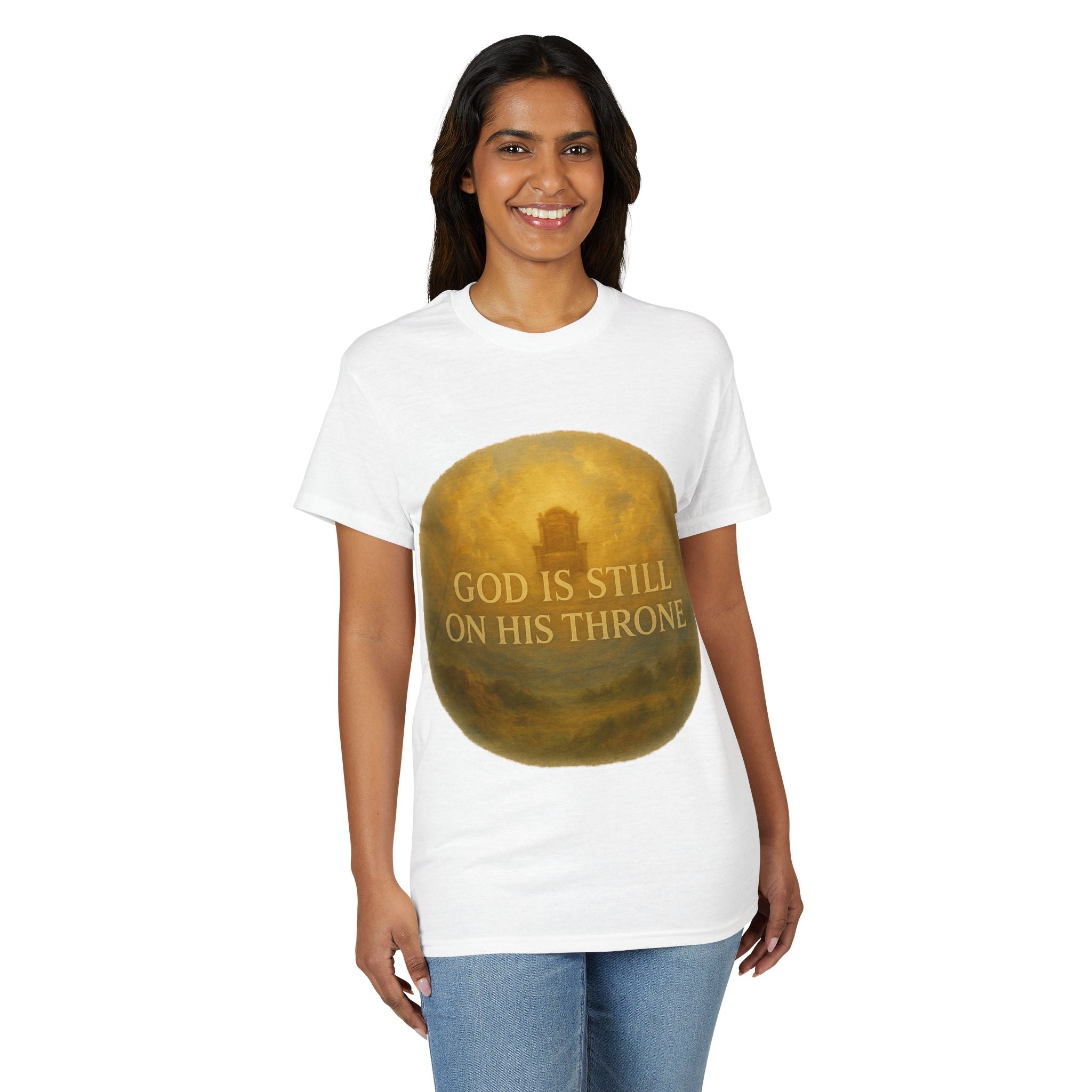 Faith T-Shirt — "God Is Still On His Throne" Christian Inspirational Tee
